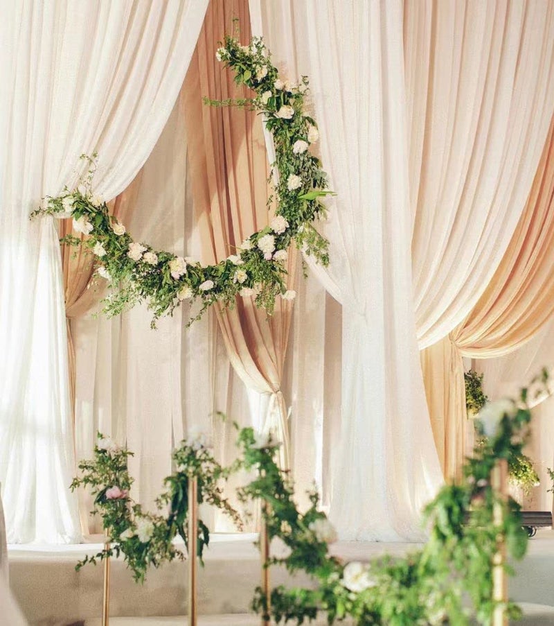 MLMW White 5 Yards 60"" Wide Sheer Fabric Chiffon Fabric by The Yard Continuous Solid Color Draping Fabric for Wedding Party Backdrop - Image 4